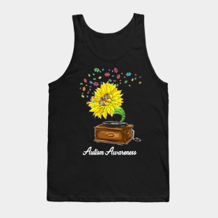 Autism Awareness Sunflower Music Box Tank Top